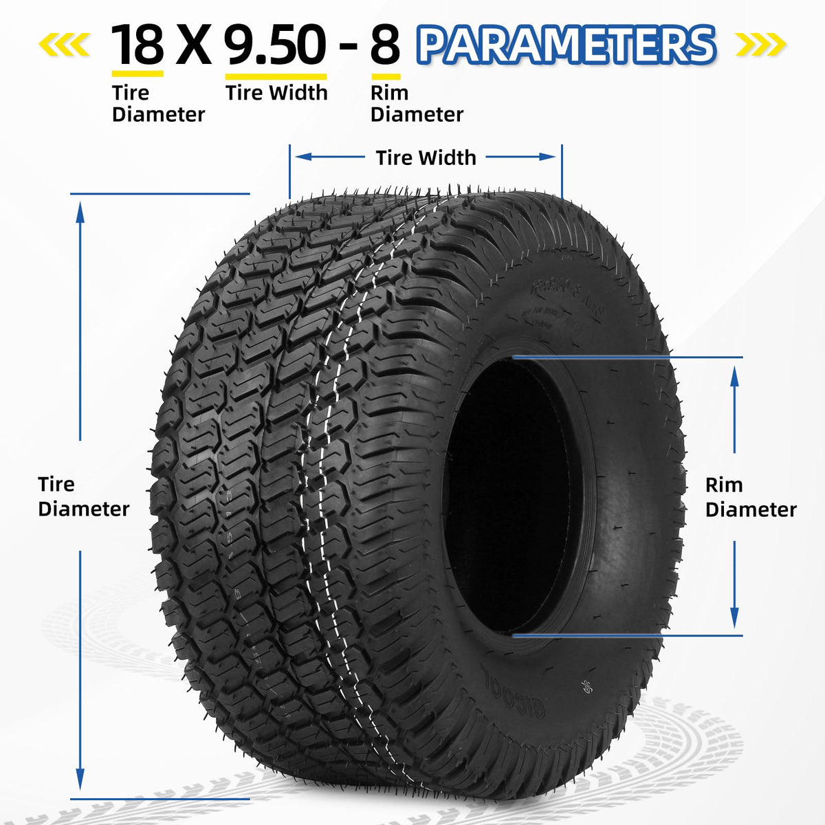 GICOOL 20x12.00-10 Tubeless Lawn Mower Tire for Riding Mower Tractor, 4Ply