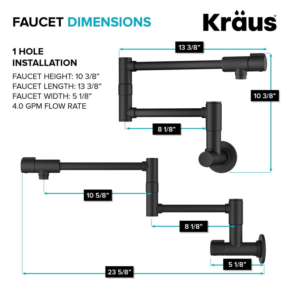 KRAUS Chrome 18.75 in Commercial Pull Down Kitchen Faucet KPF-1610CH