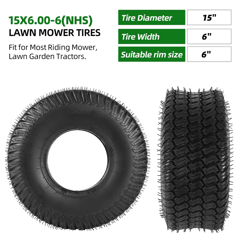 AR-PRO (2 Pack) 20x8.00-8 Lawn Mower Turf Tires, Tubeless, No Rims