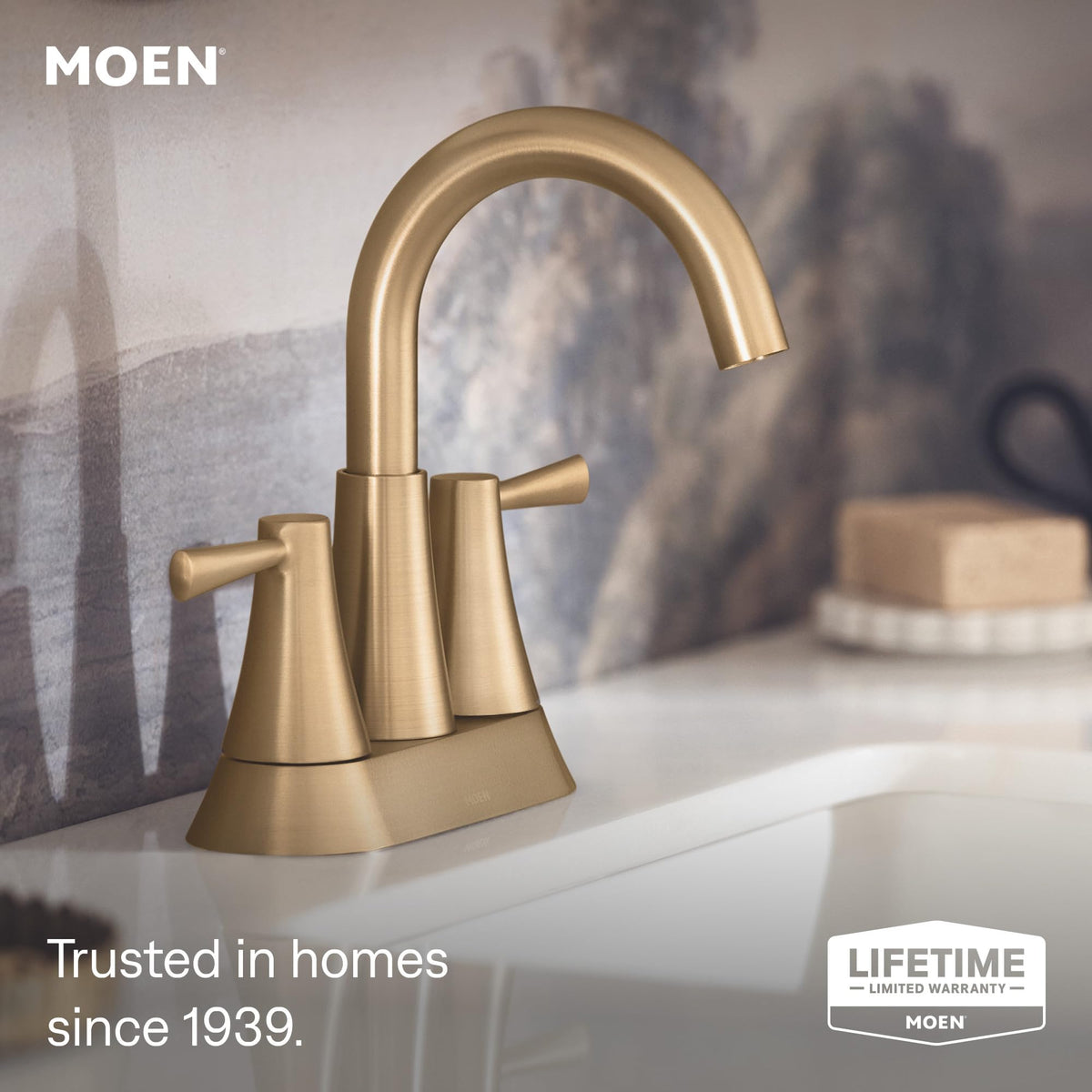 Moen 84022BL Ronan 2-Handle Centerset Bath Faucet w/Drain, Matte Black
