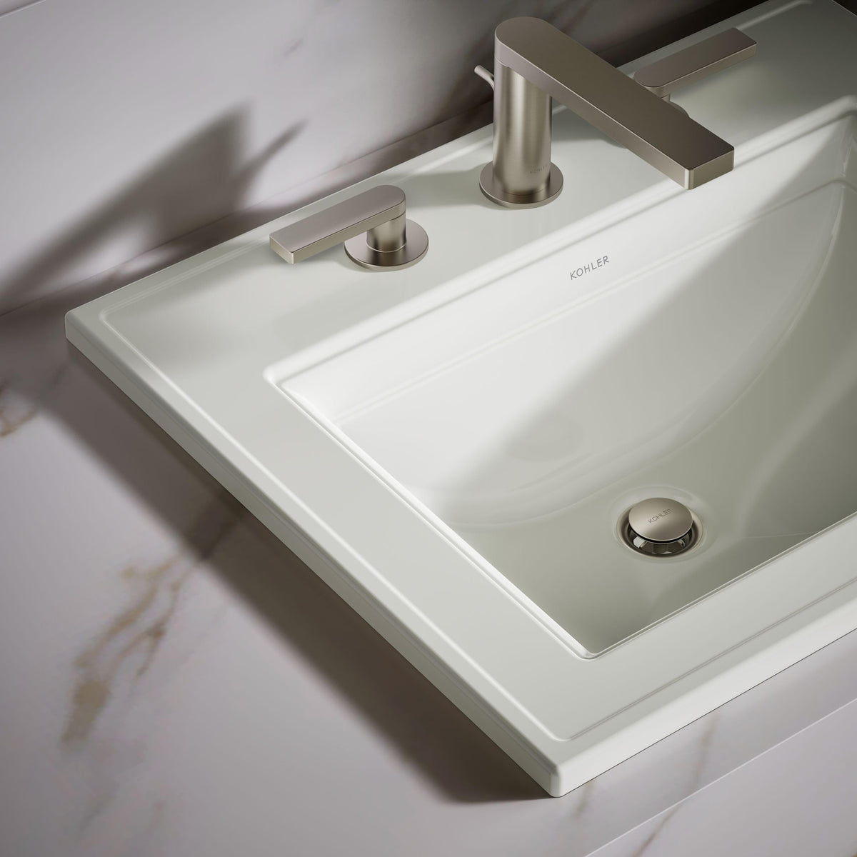 Kohler K-2337-8-7 Memoirs Rectangular Drop-In Single Bowl Bathroom Sink Black