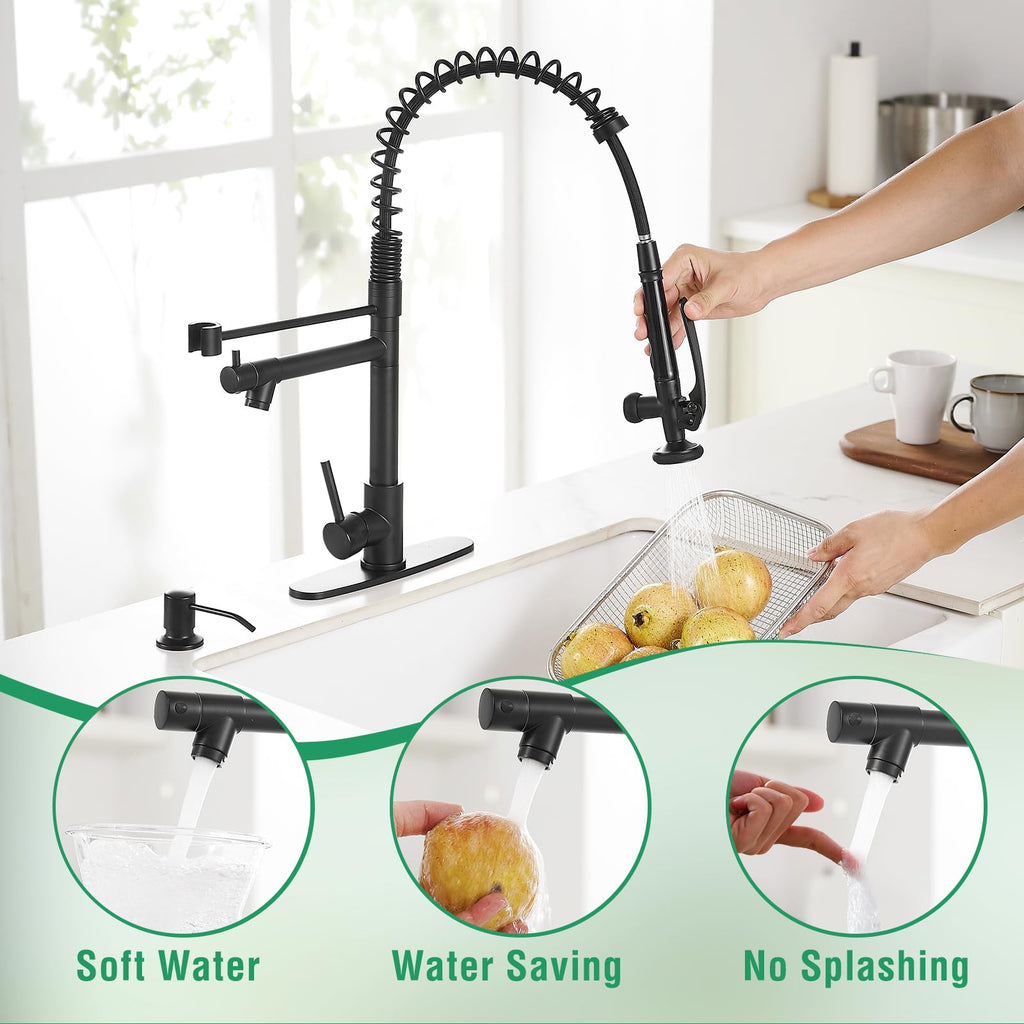 Fapully Black Kitchen Faucet,Commercial Pull Down Kitchen Sink Faucet