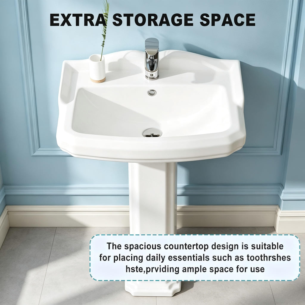 Garvee 20" W X 17" D W Bathroom Pedestal Sink, Pedestal Sink Combo