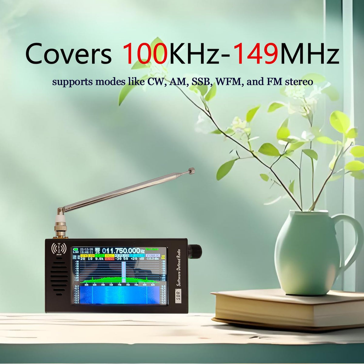 Full-Band DSP SDR Radio Receiver 4.3" Color Screen, with Waterfall Display