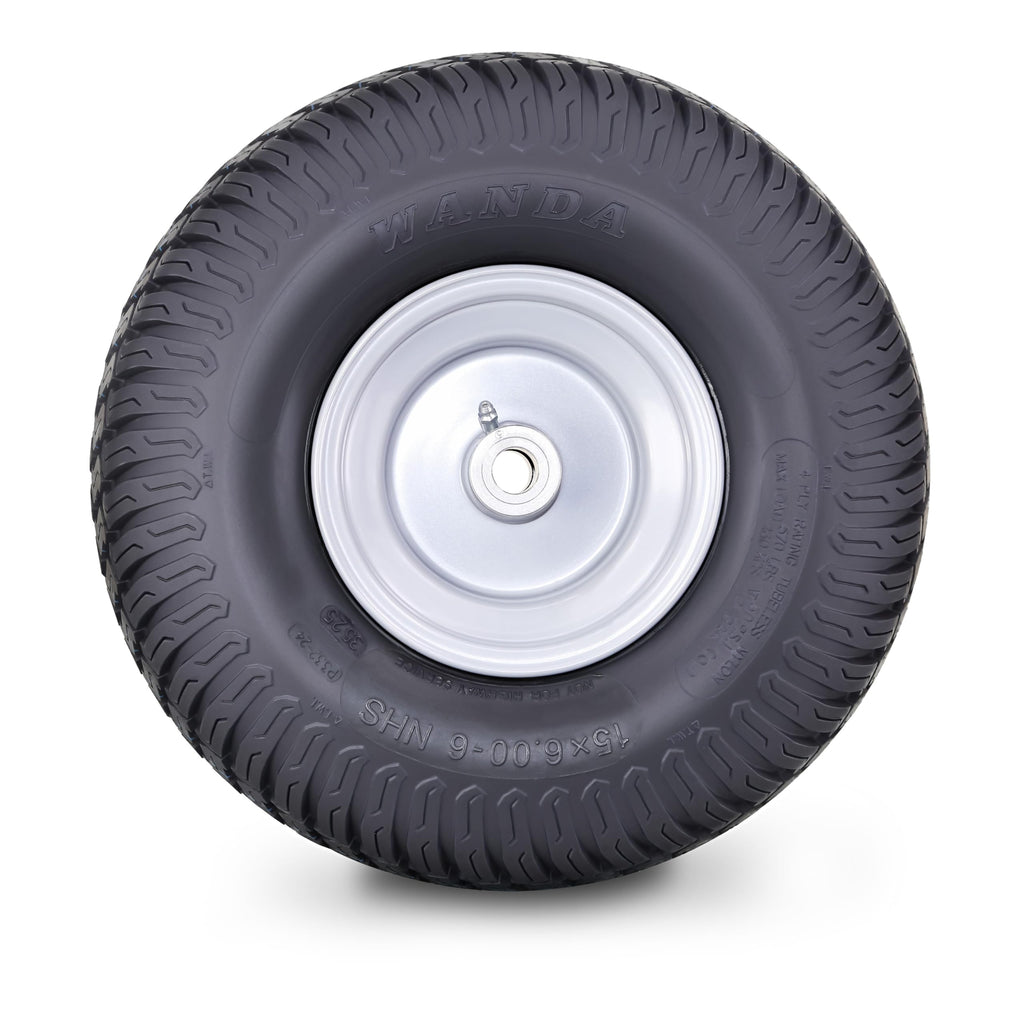 WANDA Lawn Mower Tire Wheel 18X8.5-8 4PR w/4X4" PCD Silver Rim-13028, Set 2