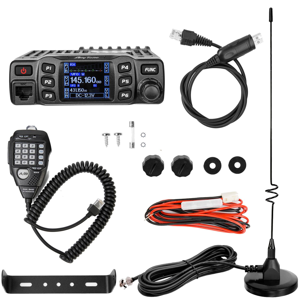 Anytone AT-778UVII Amateur Mobile Radio with Car Antenna 38 in