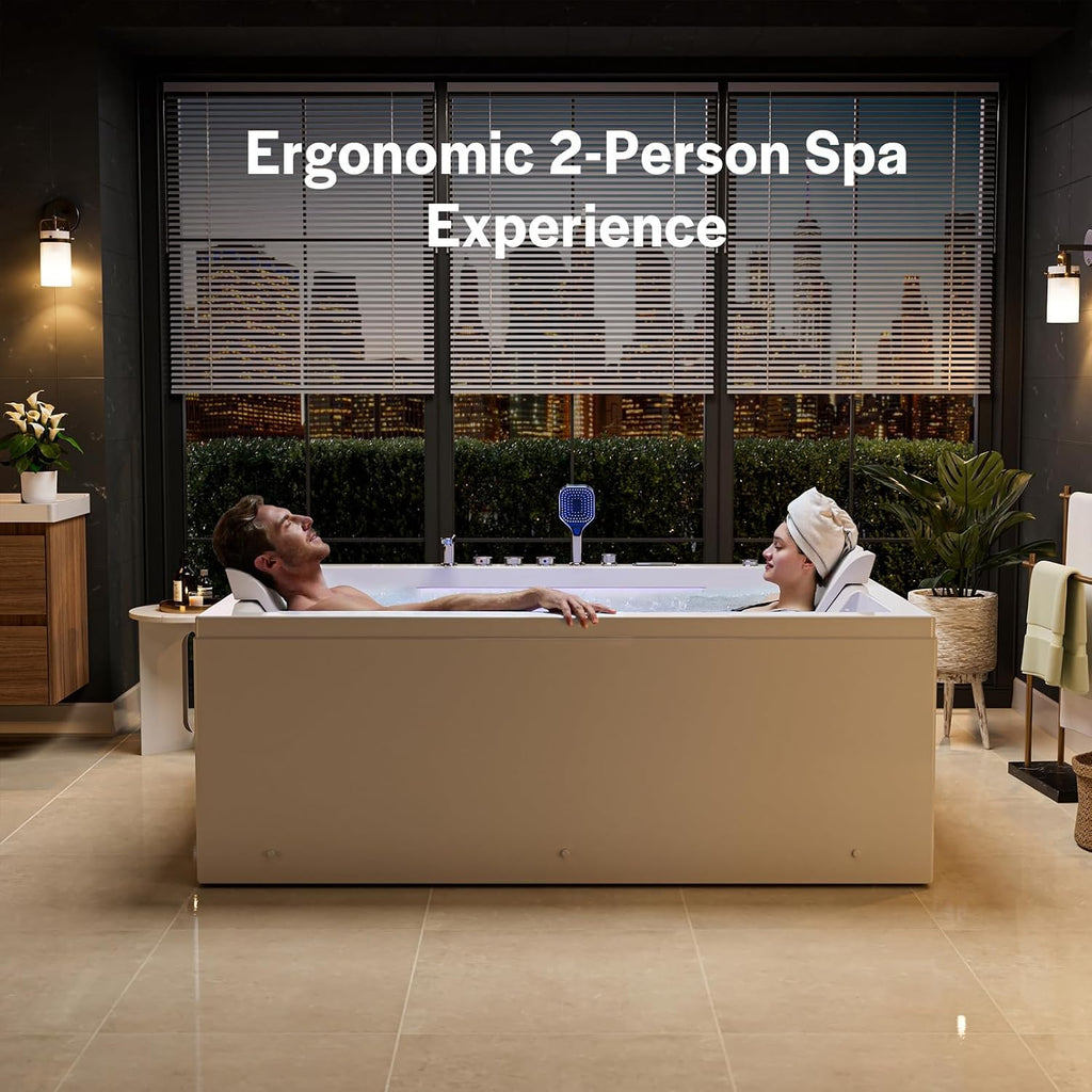 Empava PRO Series 71"x51" Jetted Bathtub, Alcove Spa Tub