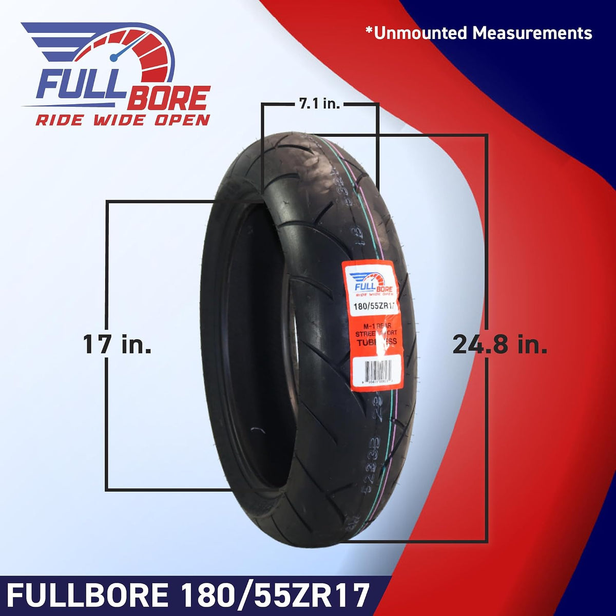 FULL BORE M1 Front Rear Motorcycle Tire Set 120/70ZR17 180/55ZR17 2 Pack