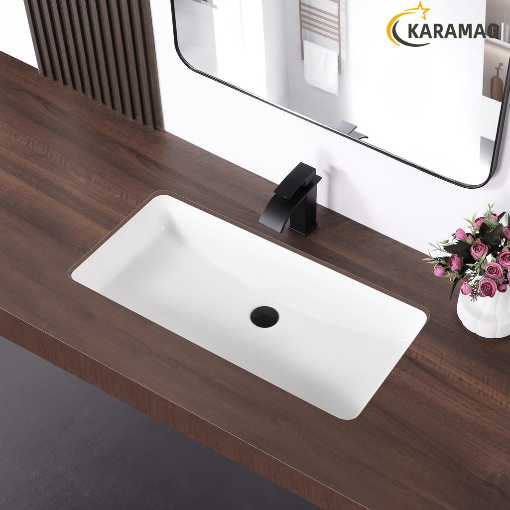 27 Inch Undermount Bathroom Sink with Overflow Rectangle Sinks