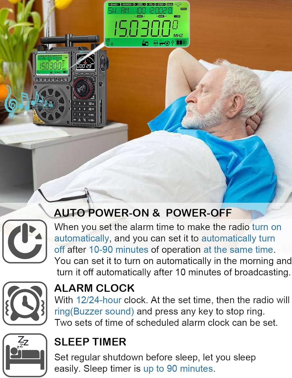 ZHIWHIS Shortwave Radio with SSB and Extra Antenna, AM FM CB LW AIR VHF UHF SW WB SSB Receiver, NOAA Weather/Antenna Tuner/APP Control/Bluetooth/20W Speaker/1600 Presets/Rechargeable Radios ZWS-C919