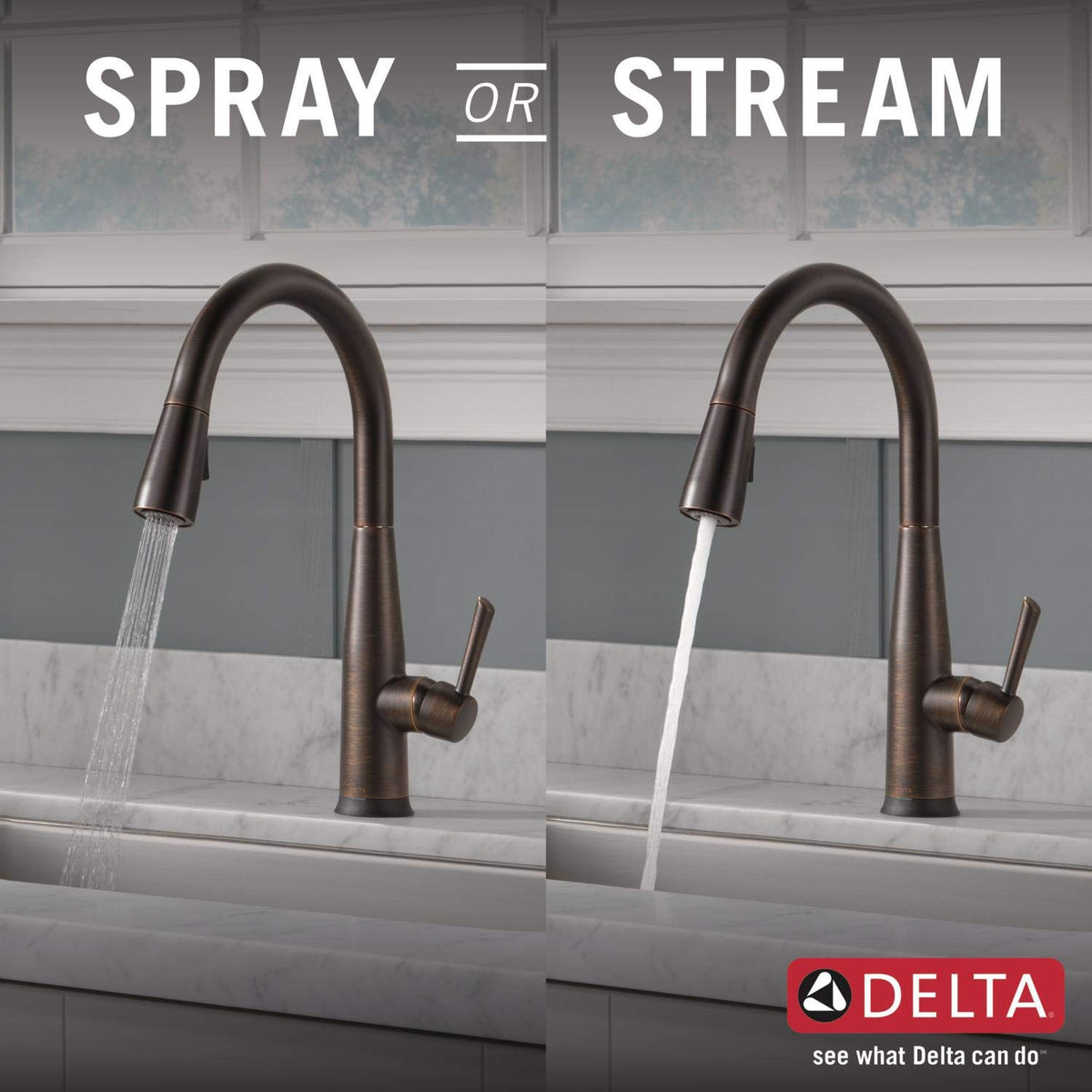 Delta Essa Brushed Nickel Kitchen Faucet with Pull Down Sprayer, Modern Single Hole Kitchen Sink Faucet, Single Handle, Arctic Stainless 9113-AR-DST