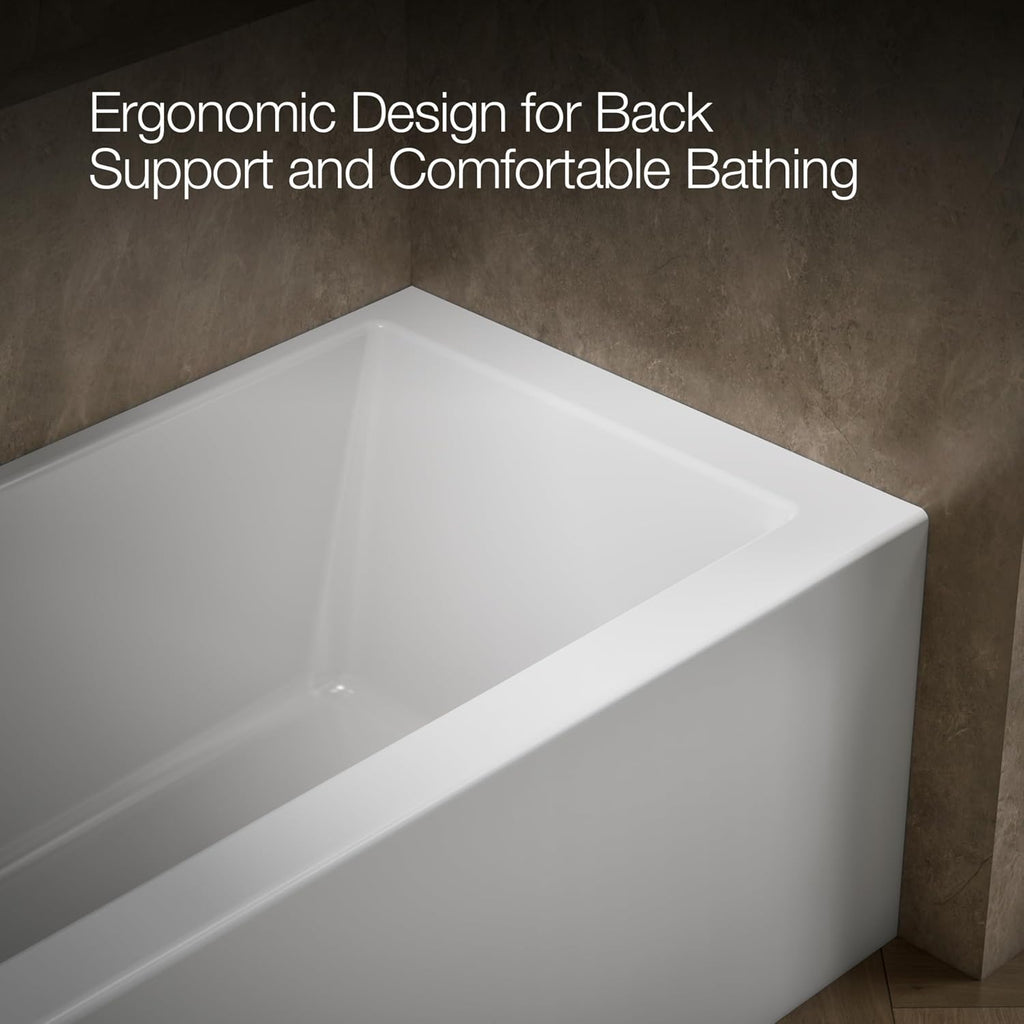 Kohler 20201-LA-0 UnderscoreÂ® 60" x 30" alcove bath with integral apron, integral flange, and left-hand drain, White
