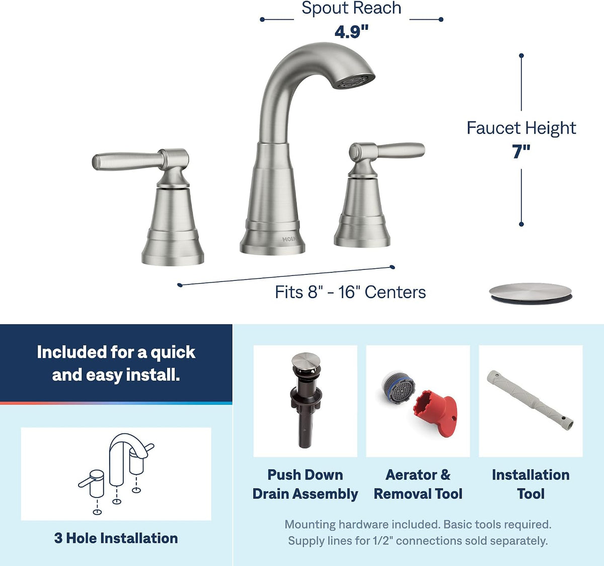 Moen 84972SRN Halle Spot Resist Brushed Nickel Widespread Faucet