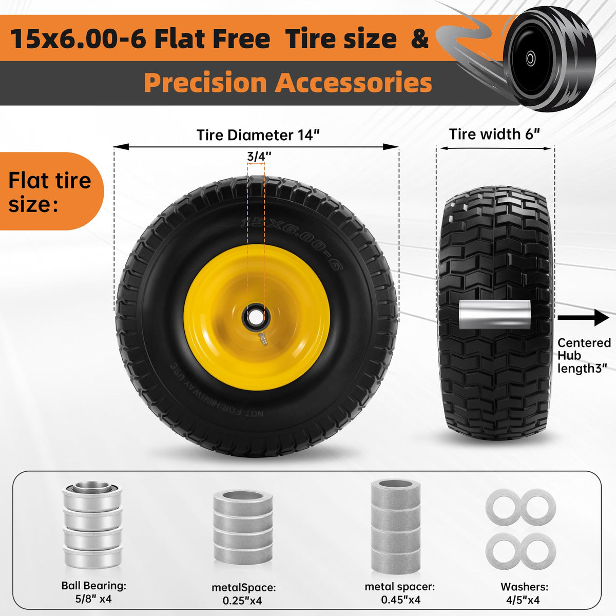 2-Pack 20x10.00-8 Tubeless Lawn Mower Rear Tire and Wheel Assembly, 4-Ply.