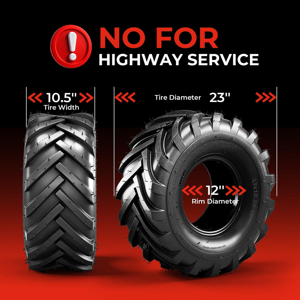 24x12.00-12 Lawn & Garden Mower Tires, Set of 2,6 Ply Tubeless