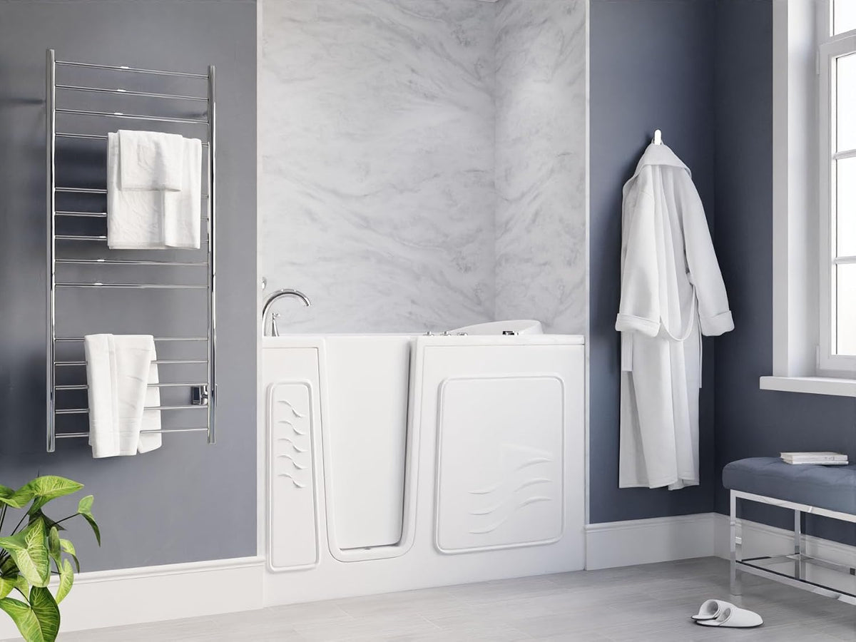 ANZZI Walk In Tub, 30 X 53 In, Left Drain, Air & Whirlpool Jets, 110v