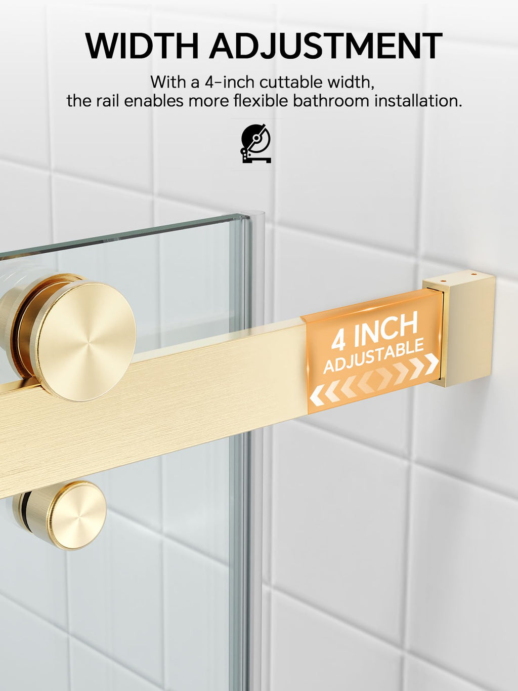 Frameless Bathtub Shower Door 56-60" W x 57" H, Brushed Nickel