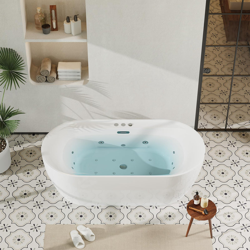 49" Acrylic Freestanding Bathtub - Japanese Square Soaking Tub with Built-in Seat & Toe-Tap Drain, Glossy White Finish, CUPC Certified