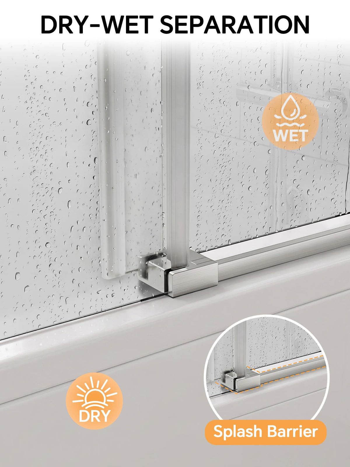 Frameless Bathtub Shower Door 56-60" W x 57" H, Brushed Nickel