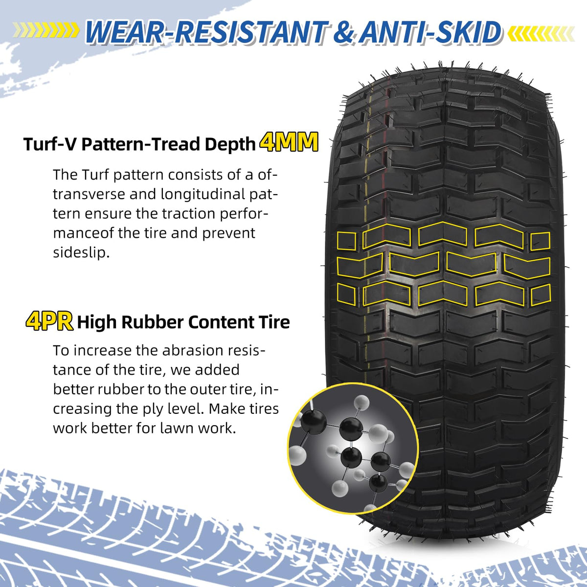 GICOOL 20x8.00-8 Lawn Mower Tire and Wheel, 4 Ply Tubeless Tire, 20x8-8nhs Riding Lawn Mower and Tractor Rear Tire and Wheel Assemblies, 3.5" Offset Hub, 3/4" Borehole, and 3/16" Keyway