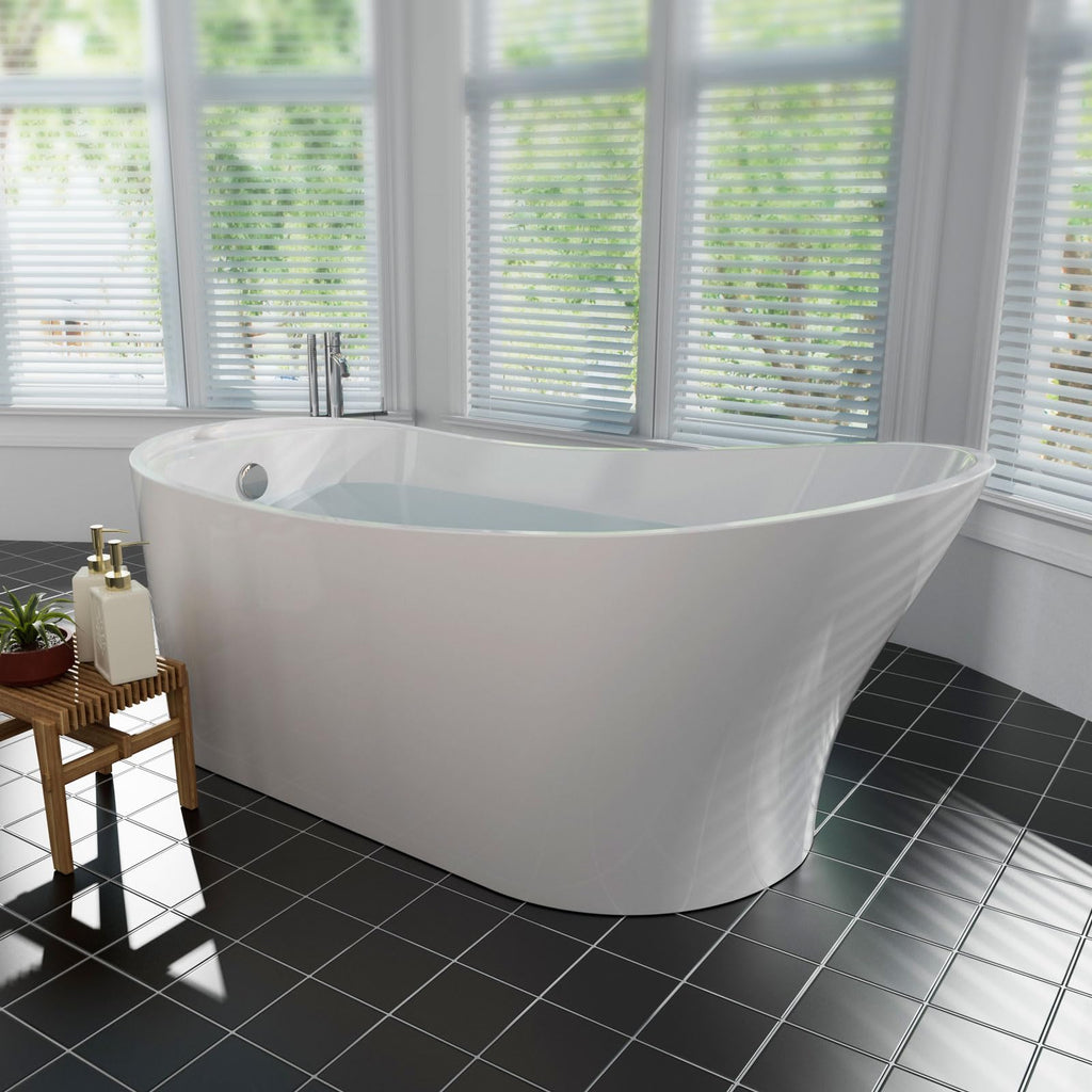 Empava 59 Inch Freestanding Bathtub - Modern Stand Alone Soaking Tubs