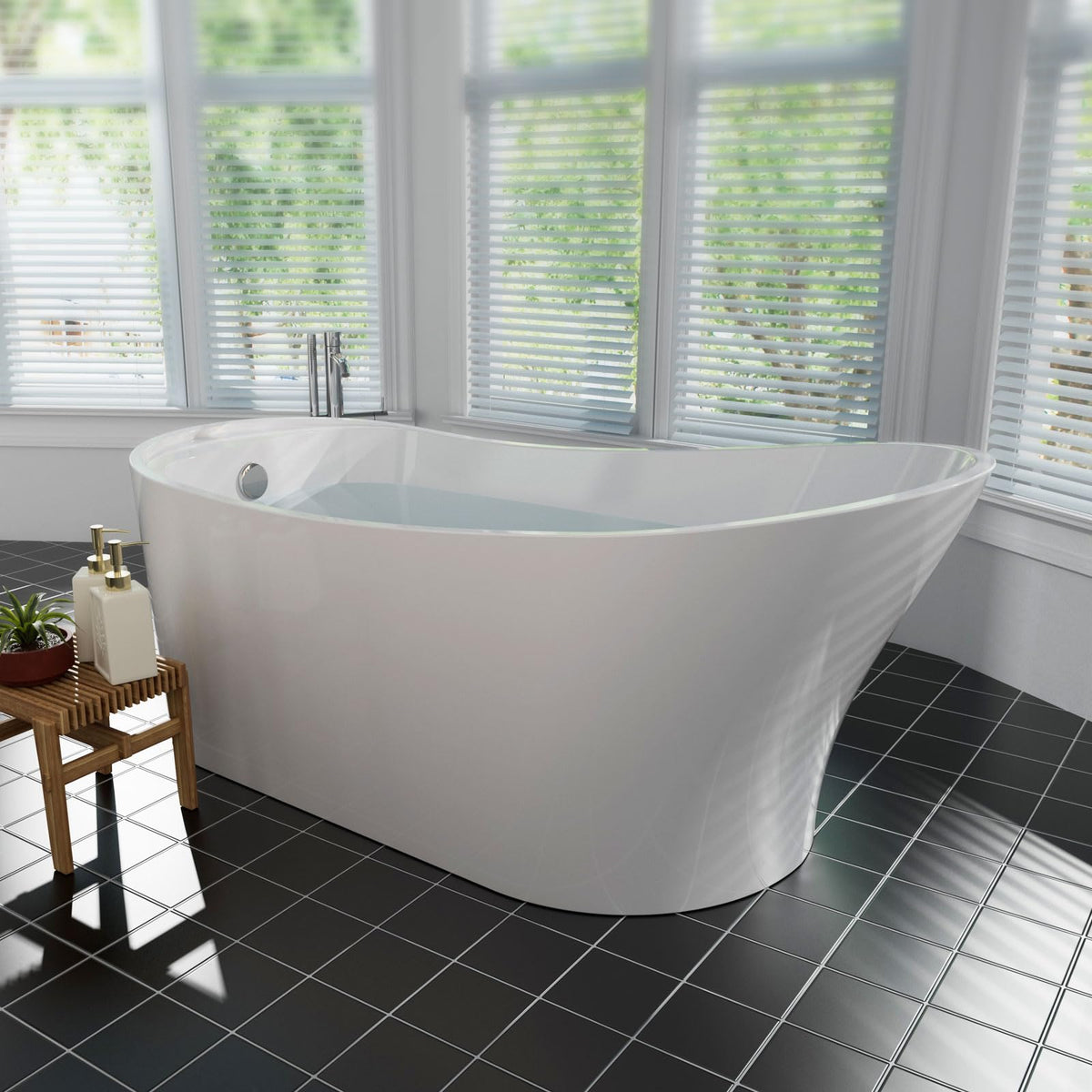 Empava 59 Inch Freestanding Bathtub - Modern Stand Alone Soaking Tubs