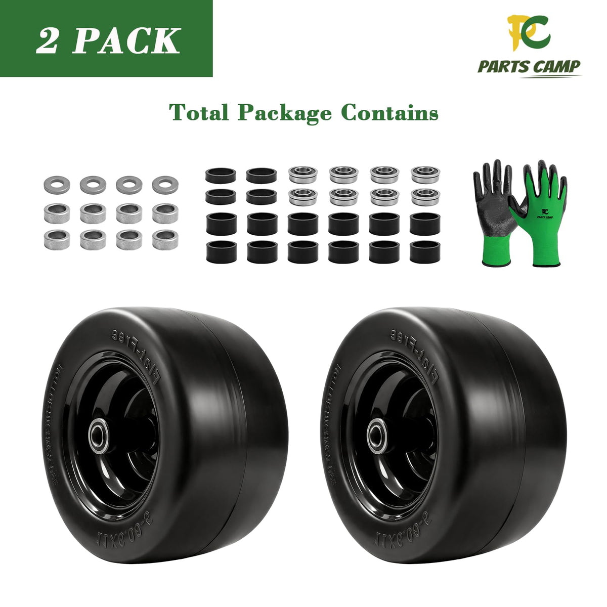 Parts Camp (2 Pack) 13x6.50-6 Lawn Mower Tires Flat Free Solid Tire