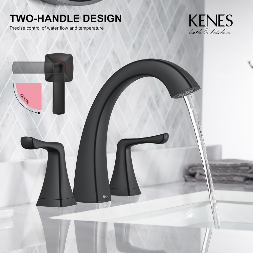 KENES Bathroom Faucets for Sink 3 Hole, Chrome 8 Inch 2 Handle Widespread