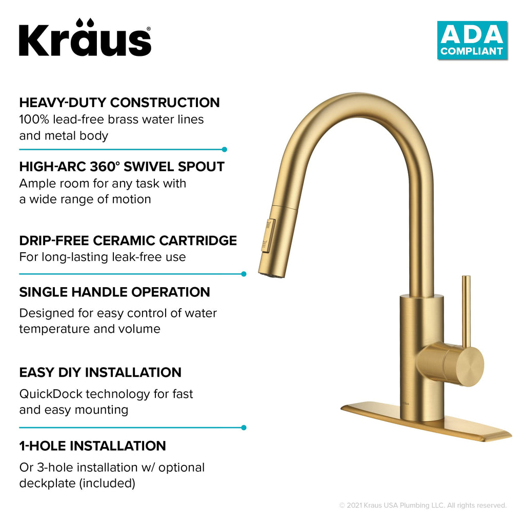 KRAUS Purita 100% Lead-Free Kitchen Water Filter Faucet in Spot Free Antique Champagne Bronze, FF-100SFACB