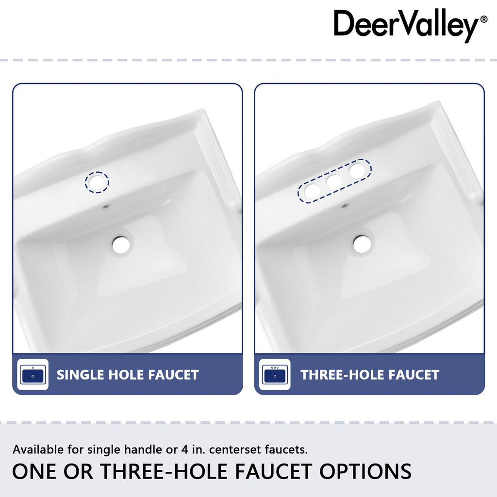 DeerValley Compact Bathroom Sink White 20"x17" Ceramic Sleek Basin DV-1P523