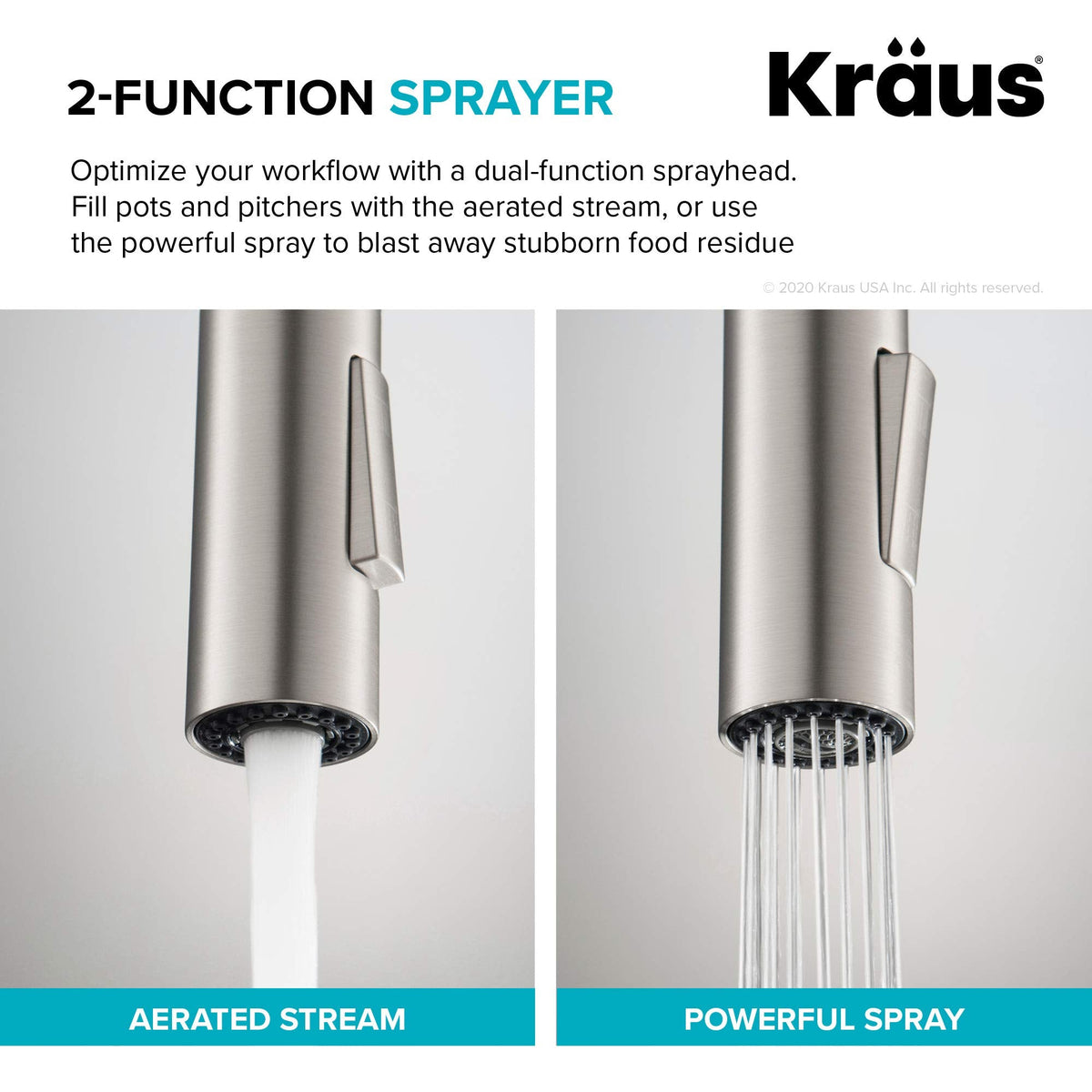 KRAUS Spot Free Stainless Steel Pull Down Kitchen Faucet KPF-2820SFS