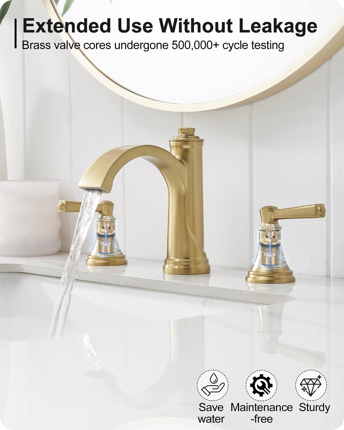 Waterfall Bathroom Faucet 3 Hole, 4-16 Inch Oil Rubbed Bronze Bathroom Faucet, Brass Bathroom Sink Faucet, 2 Handle Bathroom Faucets, Bathroom Vanity Faucet with Pop-Up Drain, Water Hoses