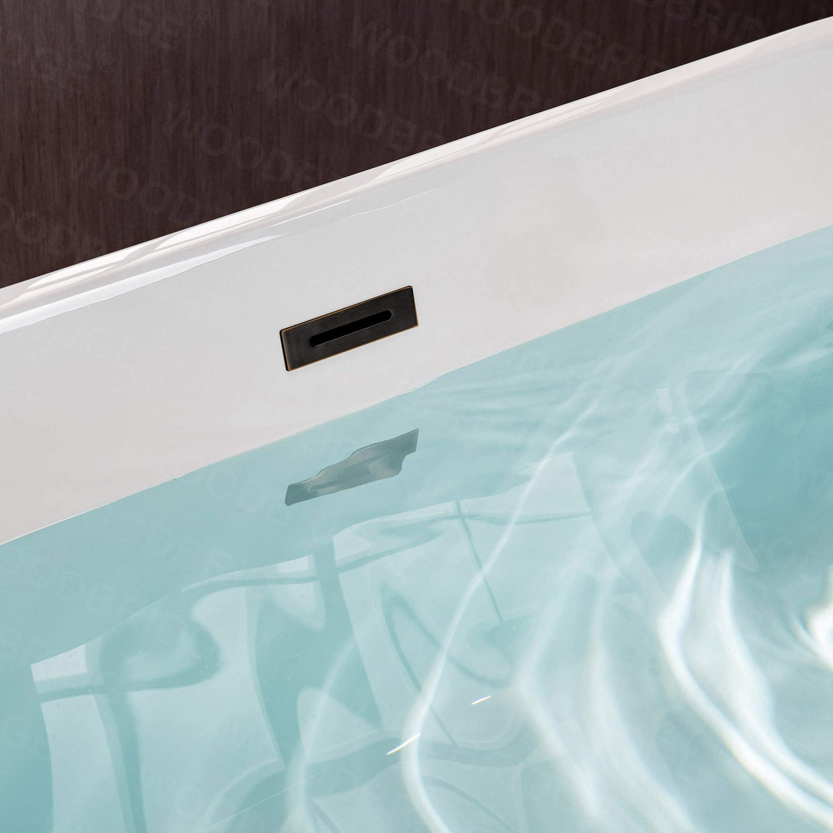 WOODBRIDGE 54" Acrylic Freestanding Bathtub Contemporary Soaking White Tub with Brushed Gold Overflow and Drainï¼BTA1702-BG