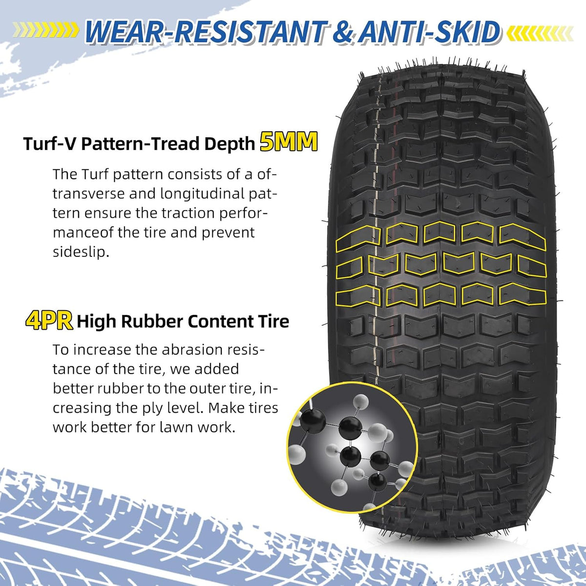 GICOOL 20x8.00-8 Lawn Mower Tire and Wheel, 4 Ply Tubeless Tire, 20x8-8nhs Riding Lawn Mower and Tractor Rear Tire and Wheel Assemblies, 3.5" Offset Hub, 3/4" Borehole, and 3/16" Keyway