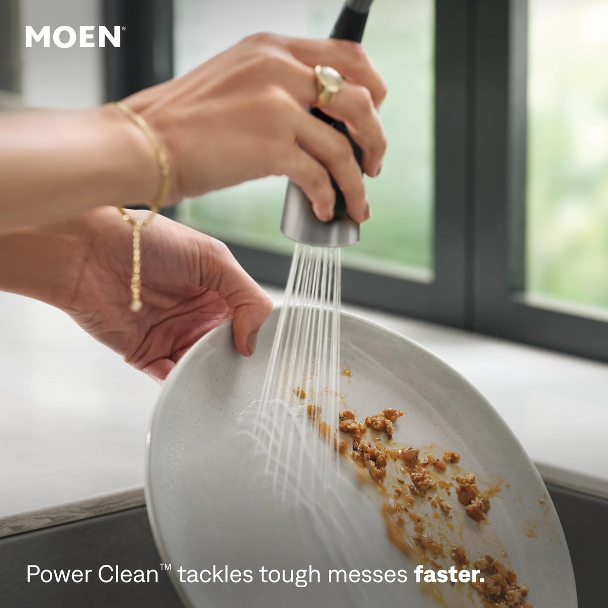 Moen Essie Spot Resist Stainless Pulldown Sprayer Kitchen Sink Faucet Set with Modern Pump Soap Dispenser, 87014SRS