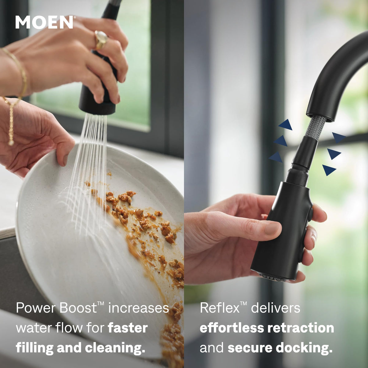 Moen Haelyn Spot Resist Stainless Single-Handle Pull-Down Sprayer Kitchen Faucet Featuring Power Boost for a Faster Clean, Soap Dispenser Included, 87627SRS