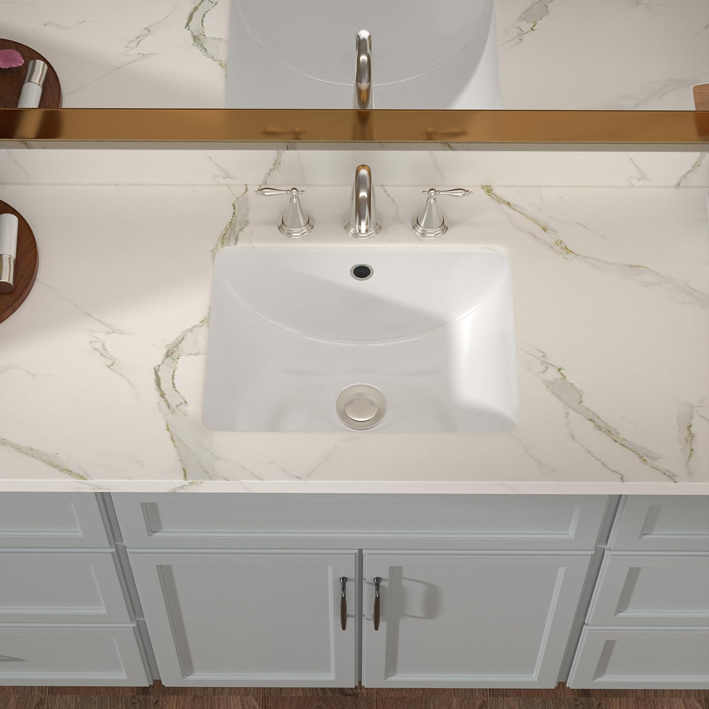 Lordear 17x12 Inch Undermount Bathroom Sink (Installation Size: 15"x10") Vanity Small Sinks Rectangle Pure White Porcelain Ceramic Bath Lavatory Vanity Sink Basin with Overflow