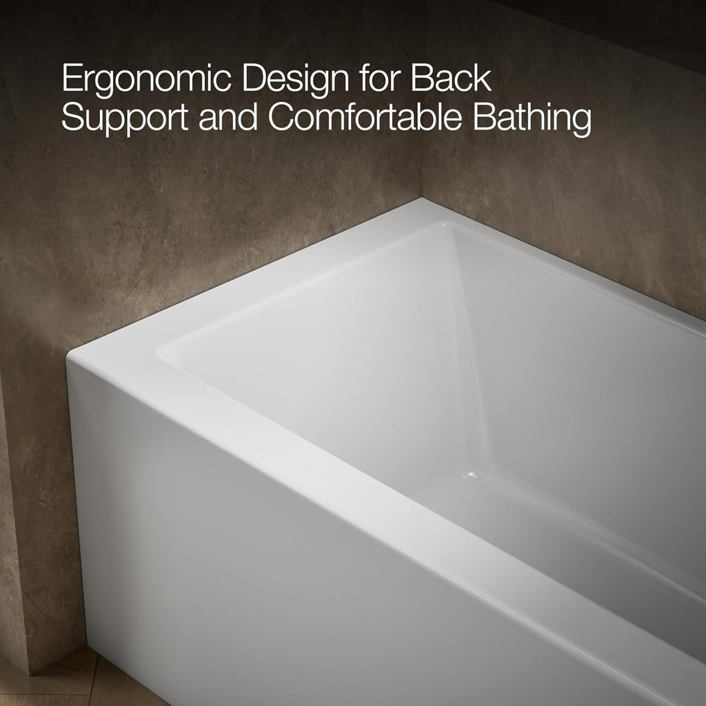 Kohler 60" x 30" alcove bath with integral apron, integral flange, and right-hand drain