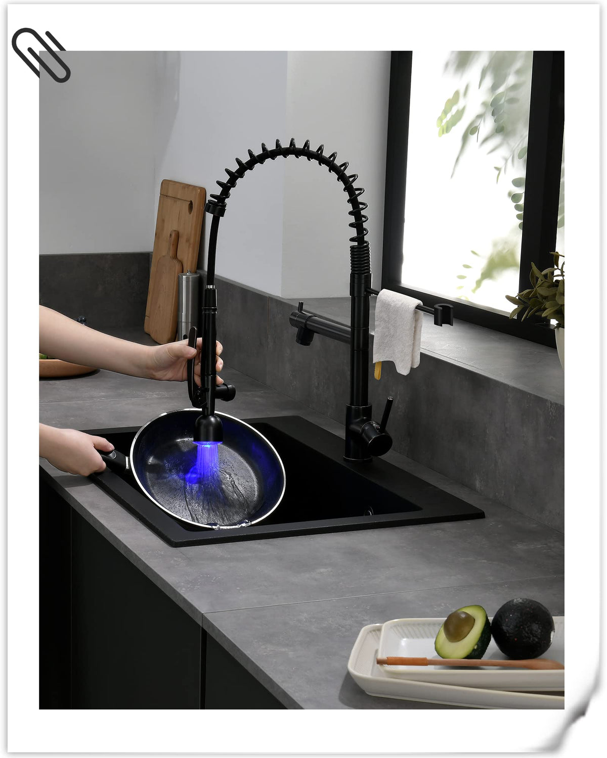 Fapully Black Kitchen Faucet,Commercial Pull Down Kitchen Sink Faucet