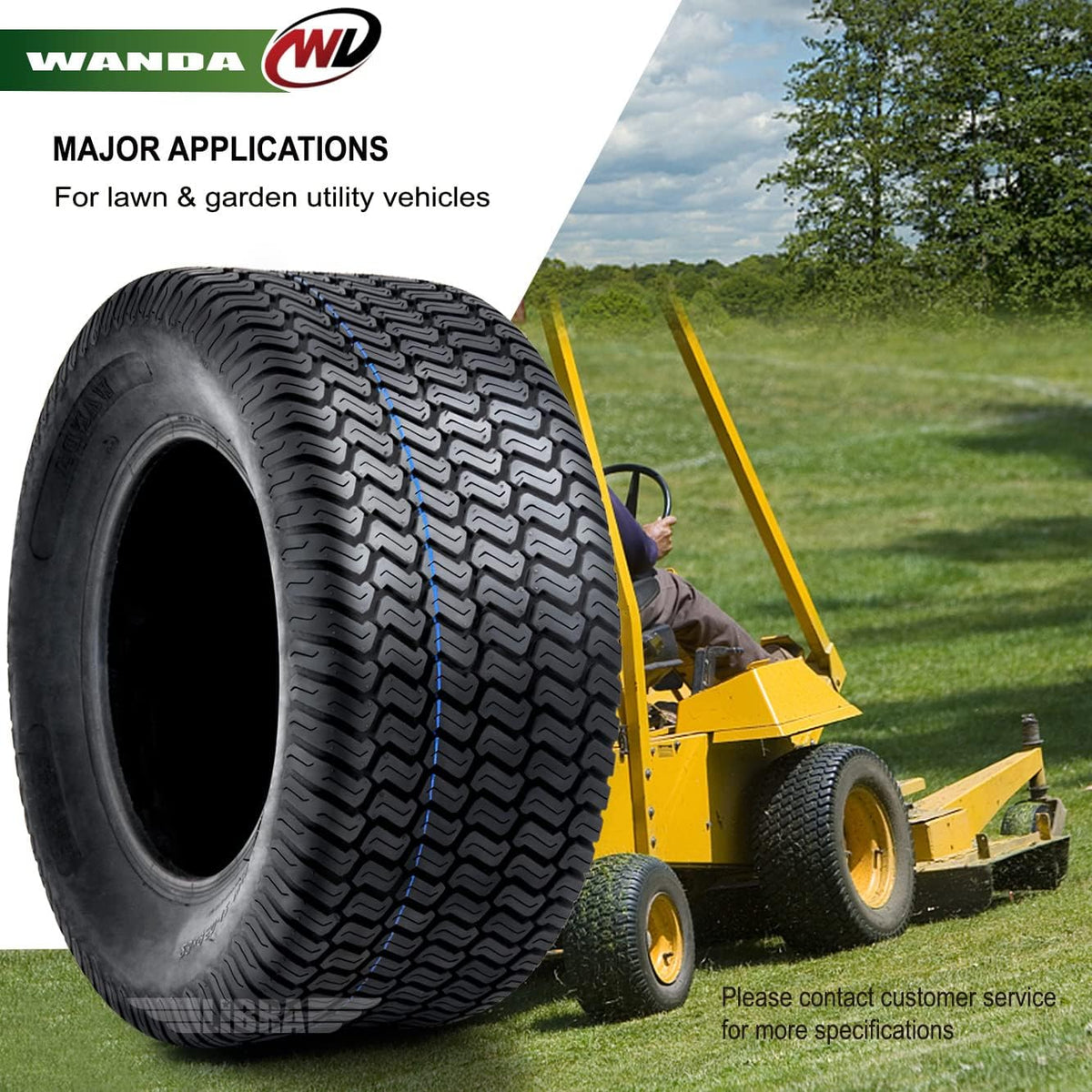 WANDA Set 4 15X6-6 & 20X8-8 Lawn Mower Tractor Turf Tires 4PR-13016/13035