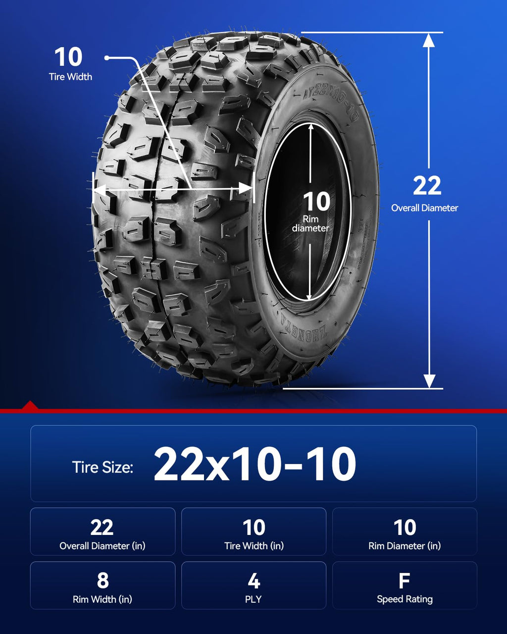 KAX Lawn Mower Golf Cart Turf Tires 23x10.5-12, ATV UTV Tire, 6PR, Set 1