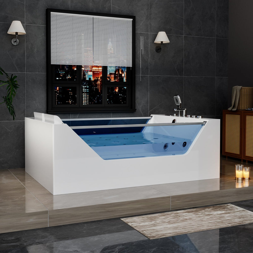 Empava PRO Series 71"x51" Jetted Bathtub, Alcove Spa Tub