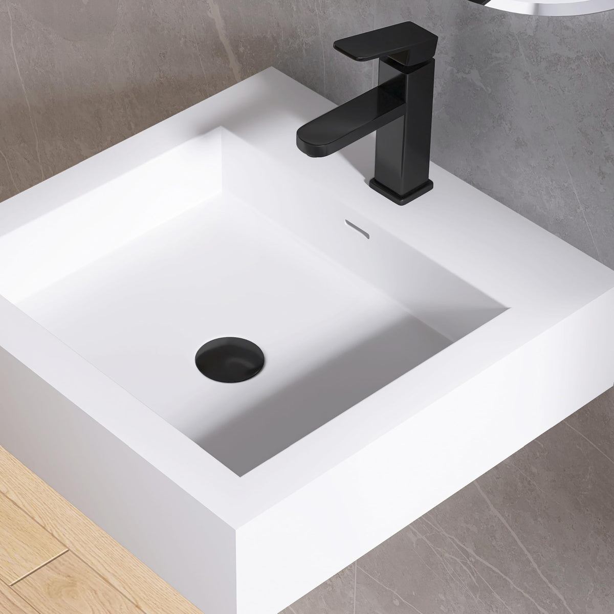 47" Wall Mount Sink, Artificial Stone Bathroom Sink, Single Hole