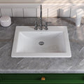 DeerValley Drop In Bathroom Sink White 21"x18" Rectangle Sleek 3-Hole Basin