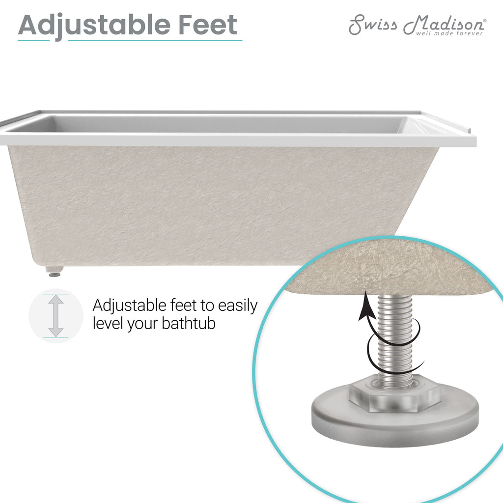 Swiss Madison Voltaire 66" x 36" Reversible Drain Drop-In Bathtub