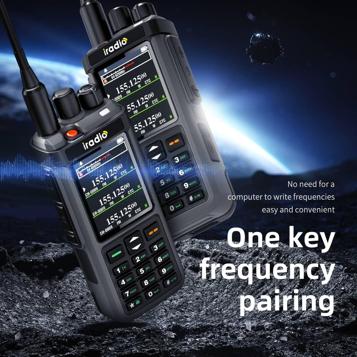 Iradio UV-98 Plus 10W Tri-Band Handheld Ham Radio, Wideband Receiver, Cross-Band Repeater, 1024 Channels, USB-C Charging
