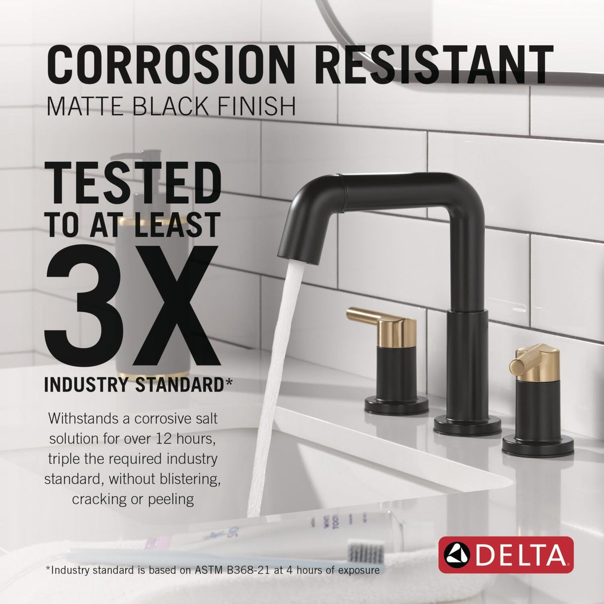 Delta Nicoli Brushed Gold Faucet 3 Hole, 8 Inch Widespread Bathroom Sink Faucet for Vanity, Push-Pop Drain Assembly, Champagne Bronze 35849LF-CZ