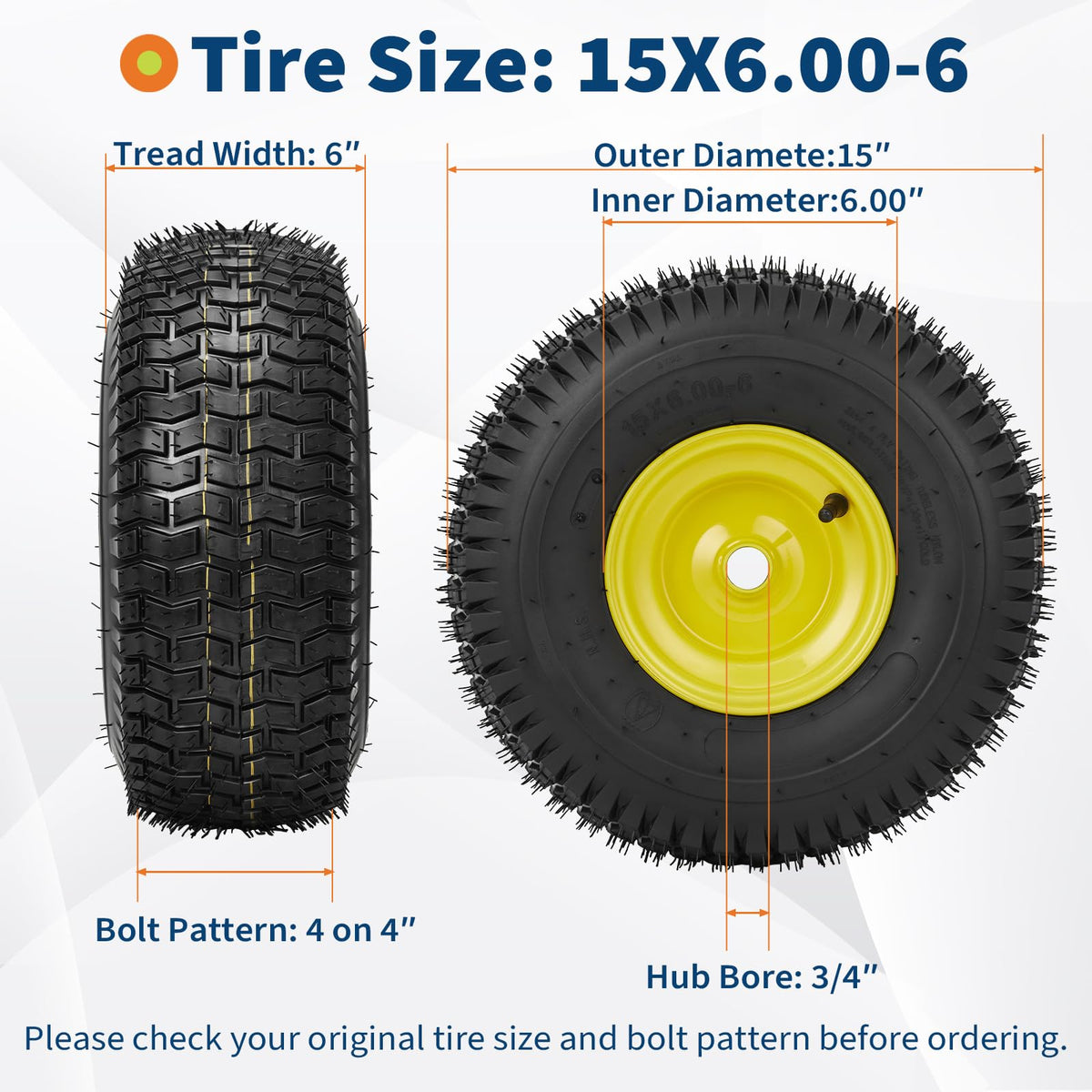 PioneerWorks 2Packs 20x10-8 Lawn Mower Tires and rim