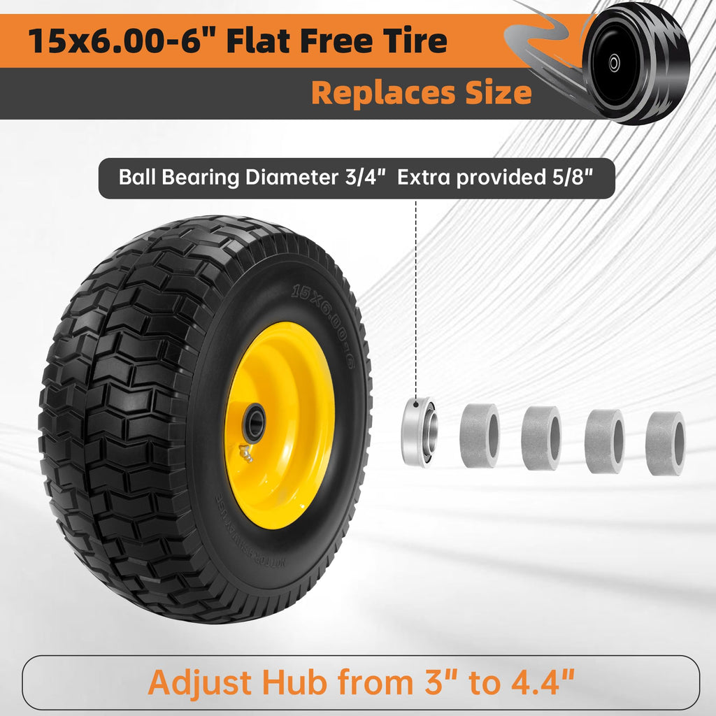 2-Pack 20x10.00-8 Tubeless Lawn Mower Rear Tire and Wheel Assembly, 4-Ply.