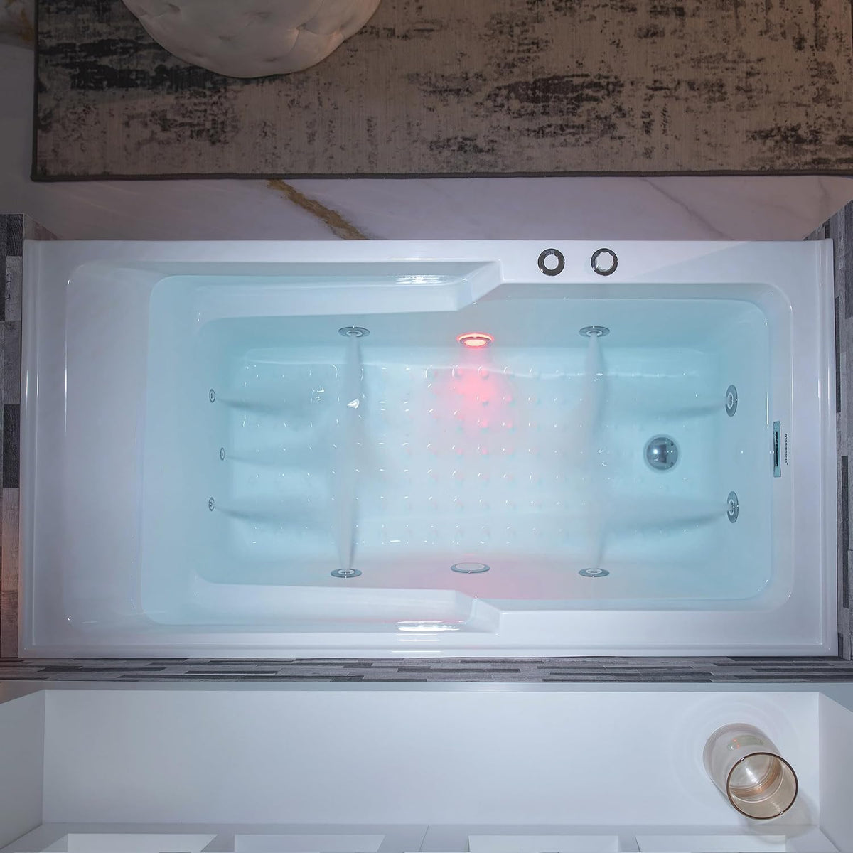 WOODBRIDGE 60" Alcove Acrylic Rectangular Whirlpool Heated Jetted Tub in White with Left Drain, Chrome pop-up Drain Included BS6030L